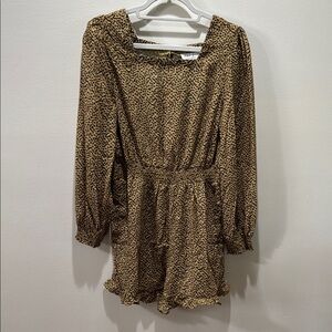 Hayden Brown and Tan Romper with Bishop Sleeves New with Tag